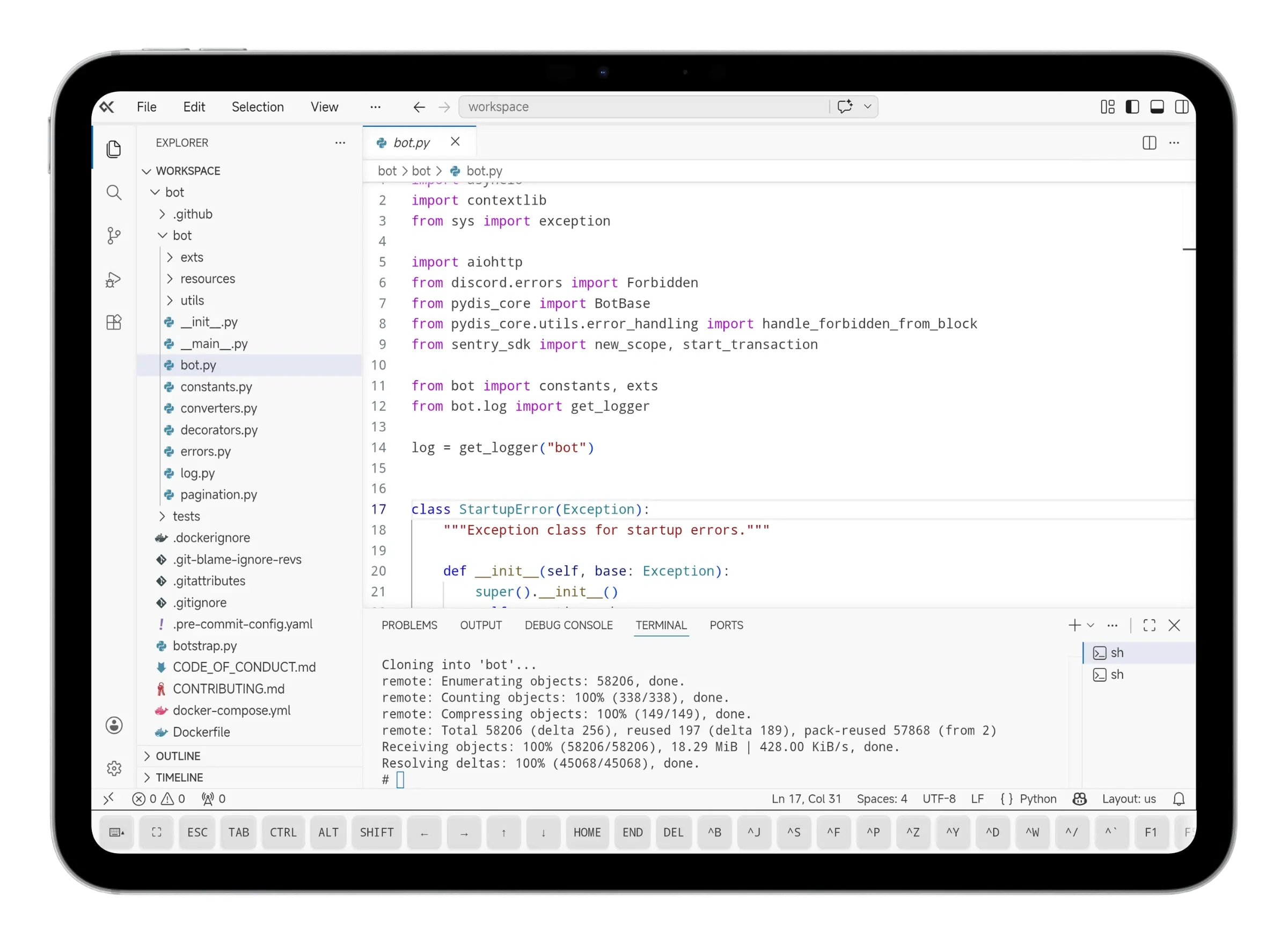 Vx Code Light Theme on Android Tablet